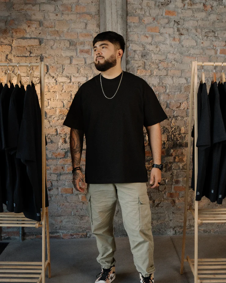 Oversized Heavy Weight - Playera Negra PREMIUM  (S)